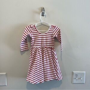 Alice + Ames ballet dress girls size 3t red and white stripes twirl 3/4 sleeves